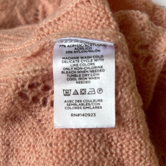 LOFT Pink Lace-Knit V-Inset Pullover Sweater - Picture 5 of 5